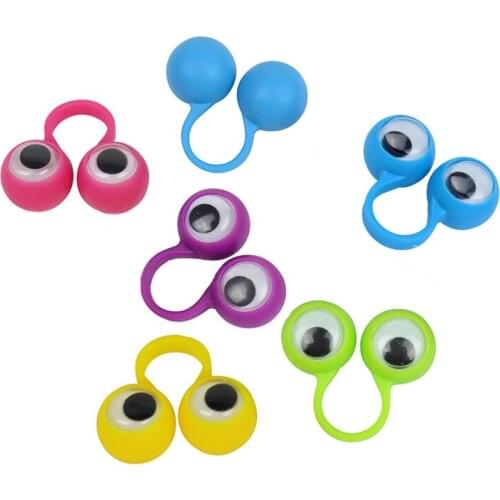24pcs/Set 4cm Eye Finger Puppets Plastic Rings with Wiggle Eyes Assorted Toys Kids Gift Baby Colors Great for Party Favor Filler