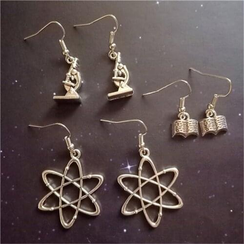 3 Pairs/set Ceative Handmade Earrings Atom Earrings 2020 Graduation Gift Microscope Jewelry Gift Reading Lover Gift