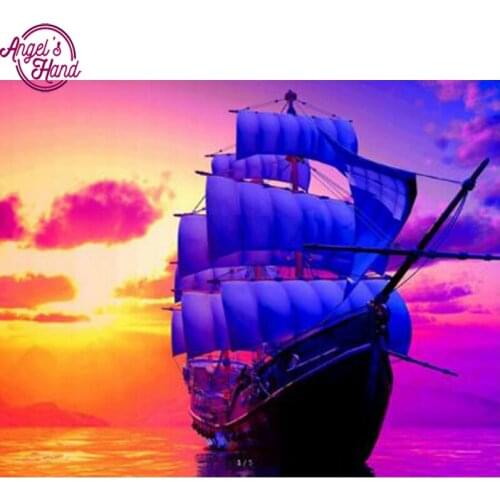 5D Sailing Diamond Painting Embroidery Hobbies and carft Full Square Resin Rhinestone Pasted Diamond Embroidery Landscape