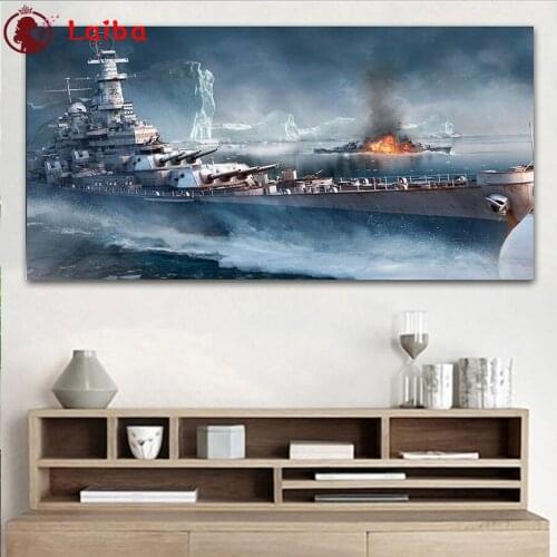 5D DIY Diamond Painting Glacier Battleship Hot selling home art cross stitch full squareround diamond embroidery mosaic painting