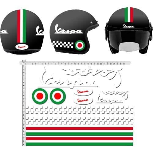 Helmet stickers Suitable for GamesMonkey Helmet Casco Kit Vespa Rosso ROT Italia helma Viny Polished white