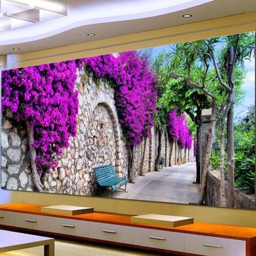 European Pastoral path diamond embroidery full square round drill 5d diy diamond painting mosaic puzzle large size wall decor