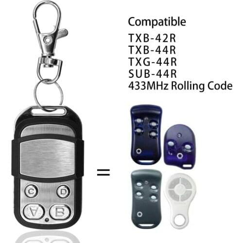For KEY TXB-42R, TXB-44R, TXG-44R, SUB-44R Garage Remote Control 433MHz Rolling Code Transmitter Key Fob