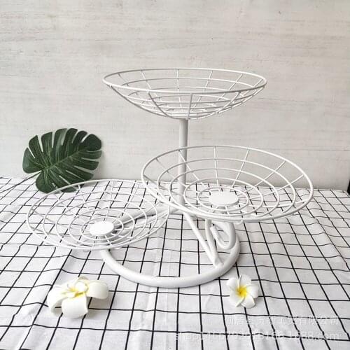 Home Snack Tray Storage Fruit Basket 48x30x31cm Iron Three-Layer Black/White Removable European Style Dessert Plate