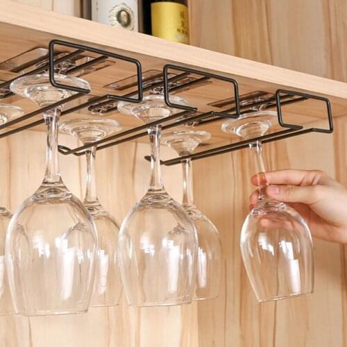 E8BD Wine Glass Rack Stand Paper Roll Holder Glasses Stemware Shelf Tissue Under Cabinet Self Adhesive