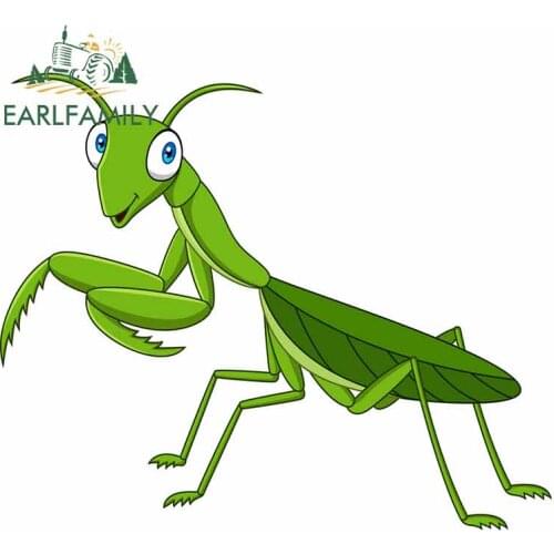 EARLFAMILY 13cm x 10.8cm Cartoon Green Mantis Decal DIY Baby Toy Gift Sticker Funny Window Bumper Car Stickers Graphics