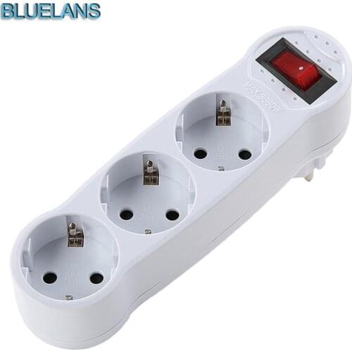 16A 250V EU Socket Electric Power Strip European Standard 1 to 3 Way Extened Socket 4.8mm German Power Extension Plug Converter