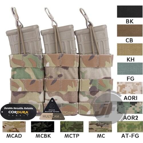 Emerson Tactical 5.56 .223 Modular Triple Open Top Magazine Pouch Emersongear Mag Carrier MOLLE PALS Webbing W/Pull BungeeTabs