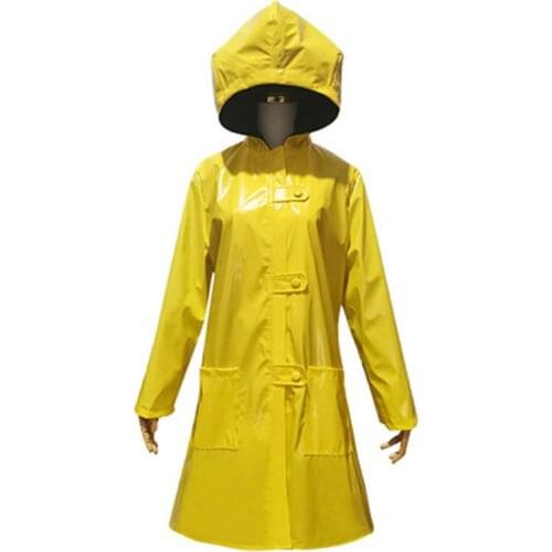 Game Little Nightmares 2 Hungry Little Six 6 Cosplay Costume Outfit Coat Halloween Role Playing Yellow PU Leather Raincoat