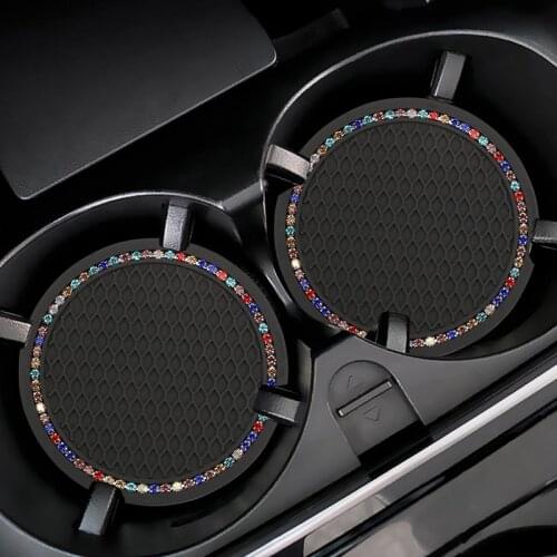 2pc Car Accessories Universal Diamond Honeycomb Water Coaster Creative Cute Storage Interior Accessories Anti-Slip Mat