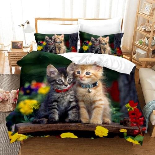 Class Ah Cartoon Cat Children Bedroom Bedding Pet Bed Linen Set Twin Full Queen King Double Quilt Set