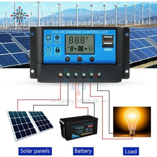 Auto Solar Controllers For Home 20A LCD MPPT Solar Panel Battery Regulator Charge Controller Dual USB With 5V/2A