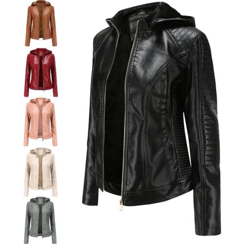 Faux Leather Jacket Women Casual PU Slim Thick Autumn Motorcycle Jackets Female Streetwear Oversized 3XL Coat Korean Chic C2727