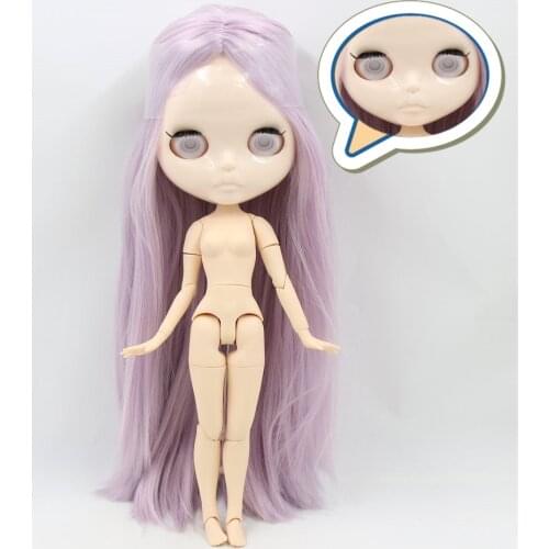 ICY DBS Blyth doll 1/6 bjd 30cm joint body Purple mix Pink hair without eyechips Carved lips customized face Joint body