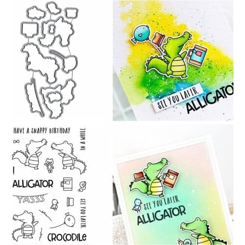 Metal Cutting Dies With Clear Transparent Stamps Critters Dinosaur Snails Frog Bird Basic Phrase DIY Scrapbooking 2020 Hot Sale