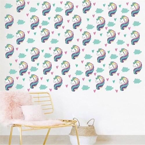 Cute 3D Cartoon Reflective Pendants Unicorn Horse Heart Stars Wall Sticker Wallpaper Home Room Decor Decal Diy Decals For Kids