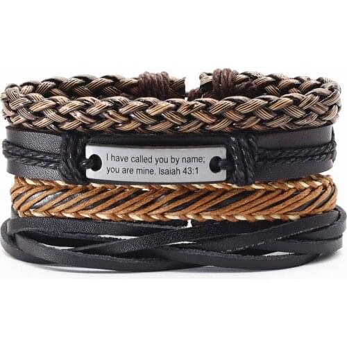 New Fashion Handmade Leopard Print Men Leather Bracelets Women Bangle Words Cross Charm Factory Outlet Jewelry