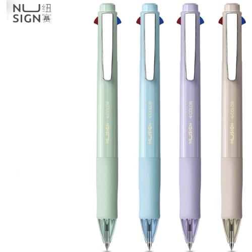 Nugisn 4 Colors Multi-Function Ballpoint Pens 4 in 1 Press Gels Pen Write Smoothly Stationery Pens For School Office Supplies