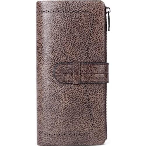 European and American tide RFID anti-theft credit card bag leather mens wallet multi-function mens clutch