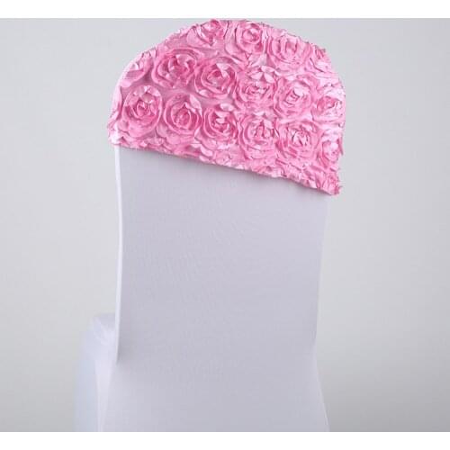 Wholesale 50pcs/lot Wedding Party Decorative 3D Pink Purple Rose Flower Chair Sash Hotel Banquet Chair Bands Cover Home Decor