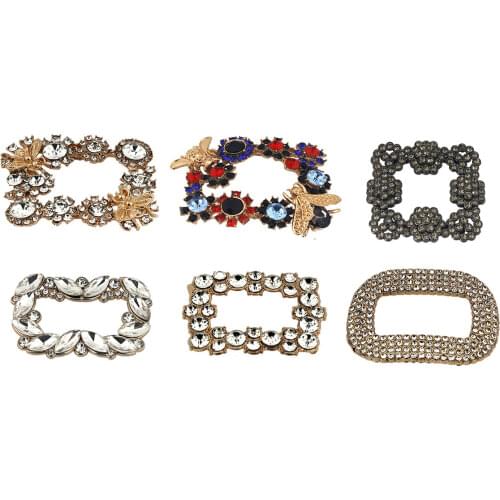 A pair of Metal Square Rhinestone Clasp Buckle Fashion Buckles Shoes Bag Purse Hat Decor Hardware DIY Leather Craft Accessory