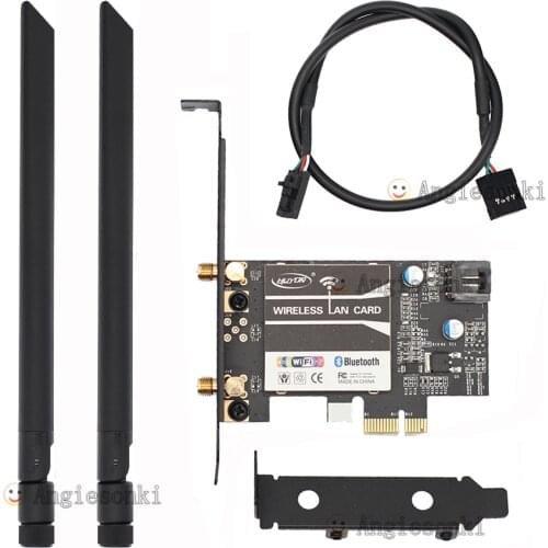 PCI-E 1X 8X 16X 867Mbps WiFi+Bluetooth 4.0 PC Desktop WLAN Card Adapter for Intel Dual Band Wireless-ac 7260ac 7260HMW