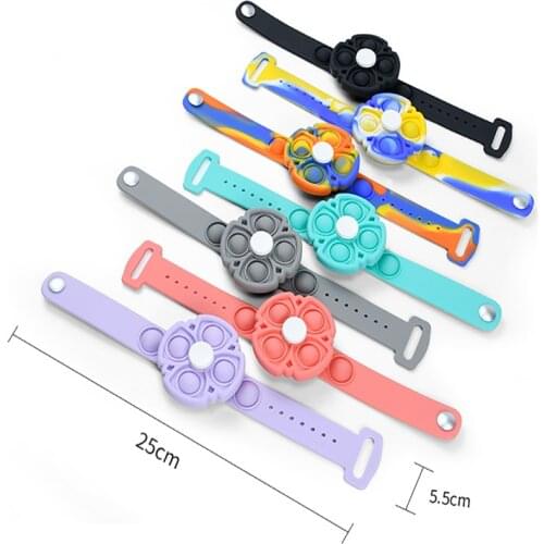 Pop Fidget Wristband Bracelet Toy Push Bubble Silicone Sensory Antistress Unzip Bracelets Portable Press Decompression Toy Gift