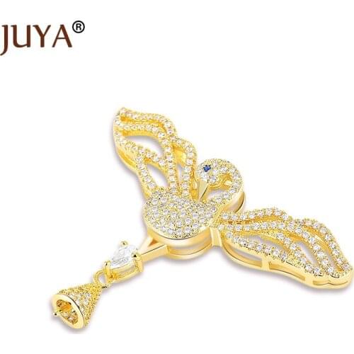 Jewelry making supplies luxury zircon rhinestone bird pendants DIY pearl necklaces findings components jewellery-accessories