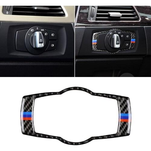 Carbon Fiber Headlight Switch Frame Cover for BMW E90 E92 E93 320i 325i 05-12 Sticker Cover Trim Car Styling Accessories