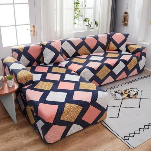Sectional L Shape Geometric Stretch Elastic Sofa Cover Set Sofa Modern Corner Sofa Towel Furniture Protector for Living Room