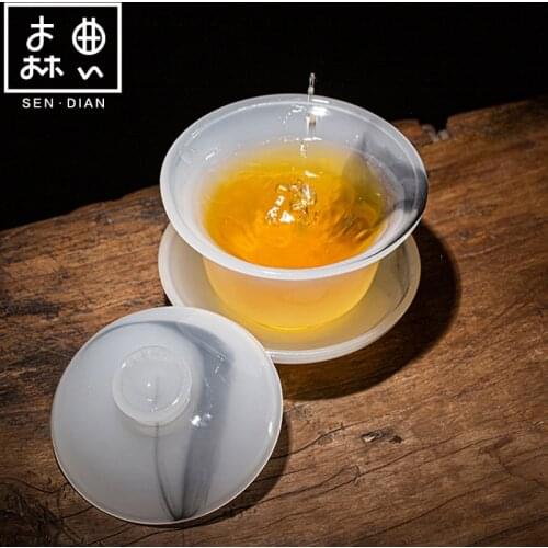 SENDIAN Japanese-style Crystal Tea Set Cover Bowl Handmade Exquisite Tea Bowl 2021 New Hot Office And Home Tea Set Accessories
