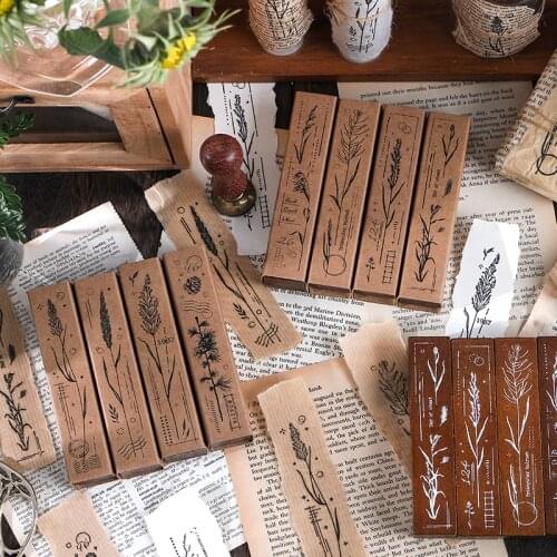 Vintage Plant Leaf Label Stamp DIY Wooden Rubber Stamps For Scrapbooking Stationery Scrapbooking Standard Stamp