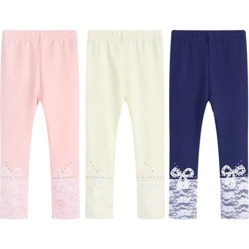 Girl Pants 2017 Spring Bowknot Pants Kids Clothes Girls Lace Leggings Winter Baby Kids Flower Leggings Trousers 2-10Y Children