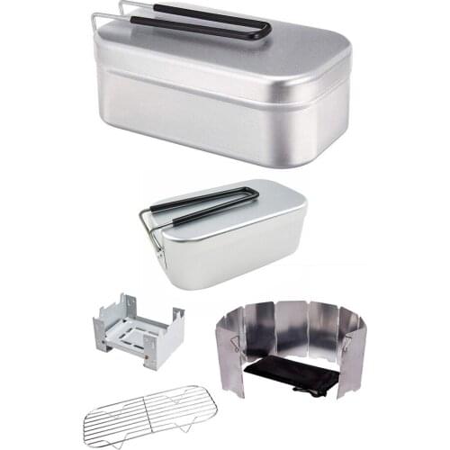 Foldable Aluminum Alloy Lunch Picnic Box Outdoor Travel Camping Dinnerware Food Storage Container School Office Bento Box
