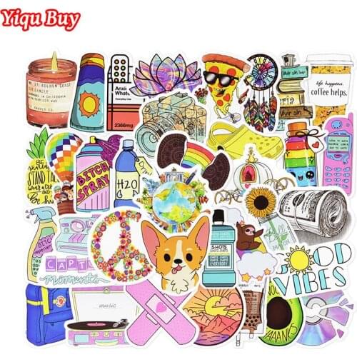 50 Pieces Of Cartoon Vsco Cute Style Stickers, Girls Graffiti Stickers for Scrapbooking Laptops Motorcycles Toys Doodle Sticker