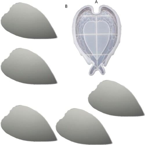 U90E Wing Love Mirror Tray Epoxy Resin Mold Serving Board Plate Coaster Silicone Mold