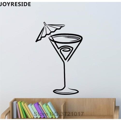 JOYRESIDE Cocktail Cups Wall Decal Wine Glass Wall Sticker Cup Vinyl Decals Home Kitchen Rooms Art Decor Interior Design A807