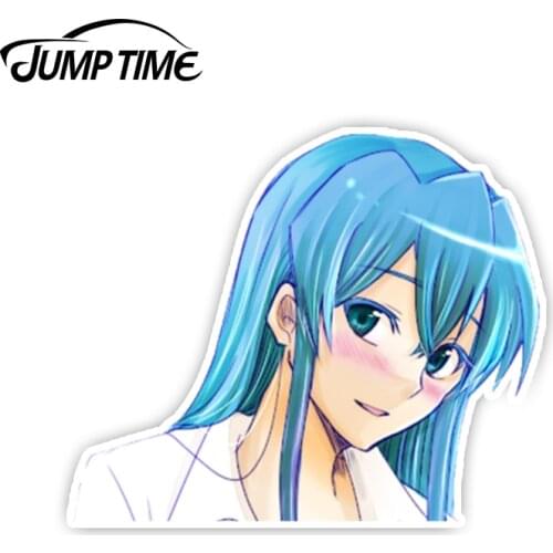 Jump Time 13cm x 9.6cm Anime Akame Ga Kill! Cute Girl Esdese Peeker Car Stickers Waifu Decals Car Styling Motor Car Accessories