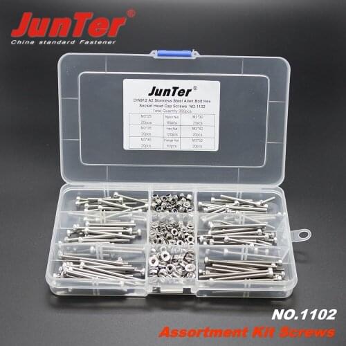High-quality 360pcs M3 (3mm) A2 Stainless Steel Screws Allen Bolts Hex Socket Head Cap Screws With Nuts Kit NO.1102