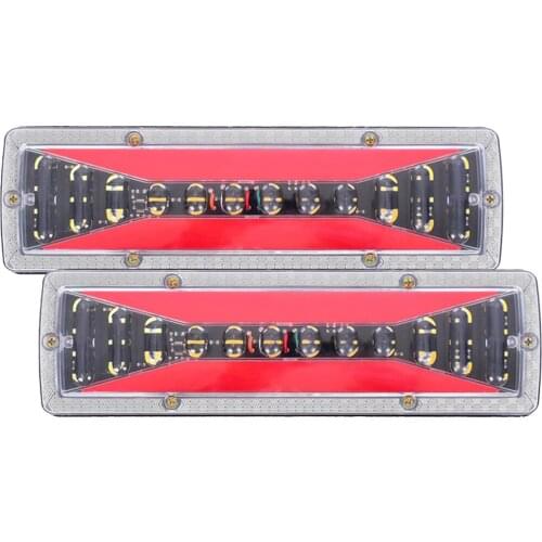 FEEDOPAL 2PCS White Amber And Red LED Light Guide Stream Water Trailer Tail Light 12V Truck Turn Signal Brake Reversing Light