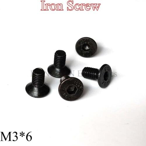 100 pcs/lot Flat head screws carbon steel screws M3*6 screws black Hexagon nut Alloy Steel bolt