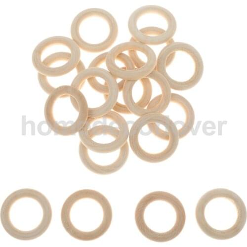 20Pcs 3.5cm Natural Wood Loop Ring Wood Material for DIY Jewelry Findings