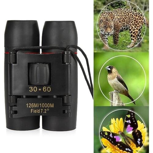 30x60 Folding Binocular HD Red Coated Film Lens Telescope Low Light Level Night Vision 126M/1000M