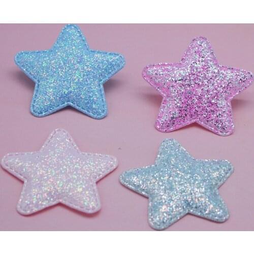 5cm 40pcs Mixed Padded Shiny/Glittered star Shape Appliques For Kid DIY Patch And Baby Headwere Accessorie