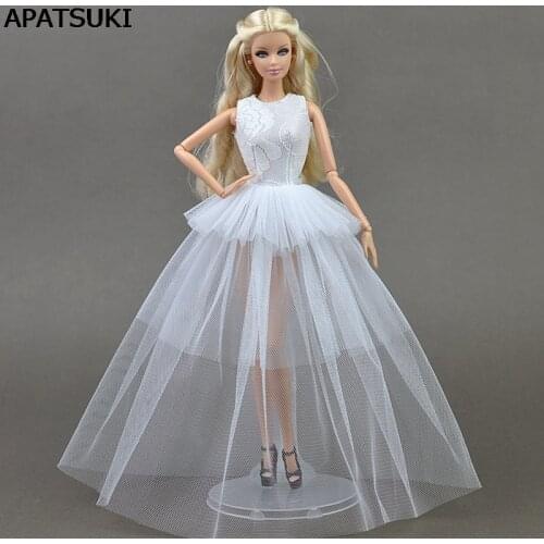 White Doll Dresses Sexual Multi-layer Evening Gown Purely Manual Clothes Lace Wedding Dress for Barbie Dolls For 1/6 BJD Doll