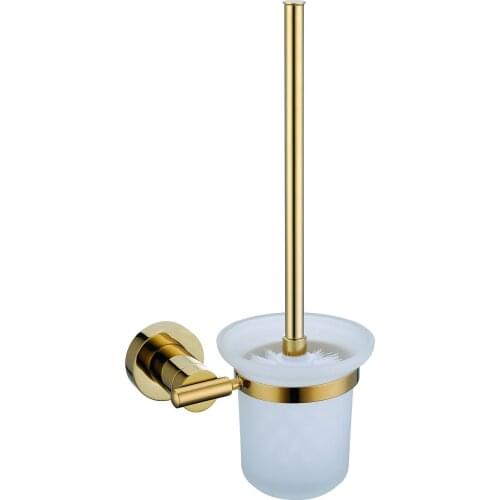 Free shipping gold round base toilet brush holder bathroom accessories