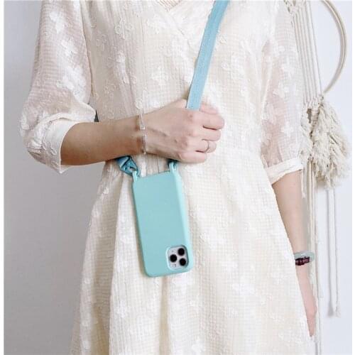 Phone Case For iPhone 12 11 Pro Max XS XR X 8 7 PLUS SE 20 Original liquid silicone Crossbody Necklace Lanyard Cord Strap Cover