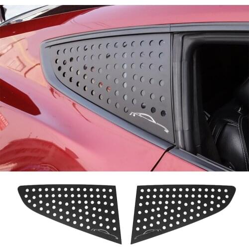 Black Aluminum Alloy Triangular Rear Window Glass Plate Cover Protector Trim Fit for Ford Mustang 2015-2021Car Accessories