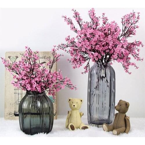 Cherry Blossoms Artificial Flowers Babys Breath DIY Wedding Decoration Home Bouquet Faux Flowers Branch