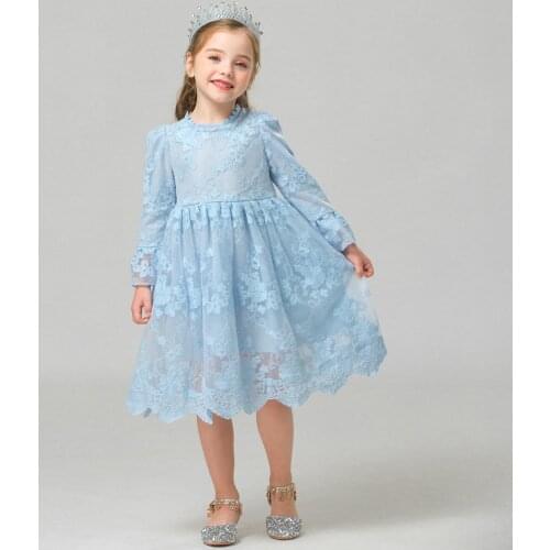 Baby Girl Long Sleeve Dress Childrens Tulle Layers Princess Casual Clothing Little Girl Party Birthday Lace Frocks Vestidos